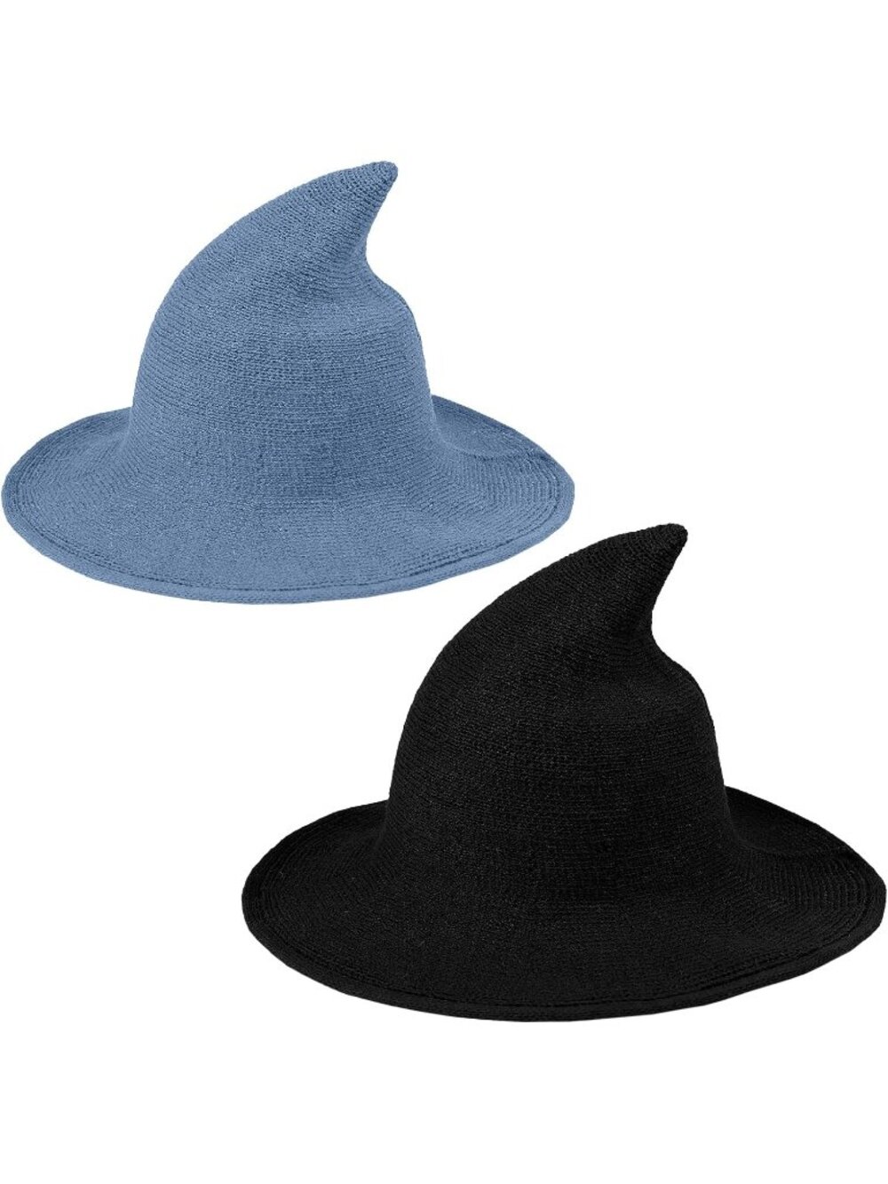 🎃Women Black Blue Wool Blend Thick Material Knitted Wide Halloween Witch Hat